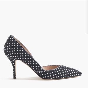 J. Crew Polka Dot Colette D’Orsay Pointed Toe Heels  in Navy Denim